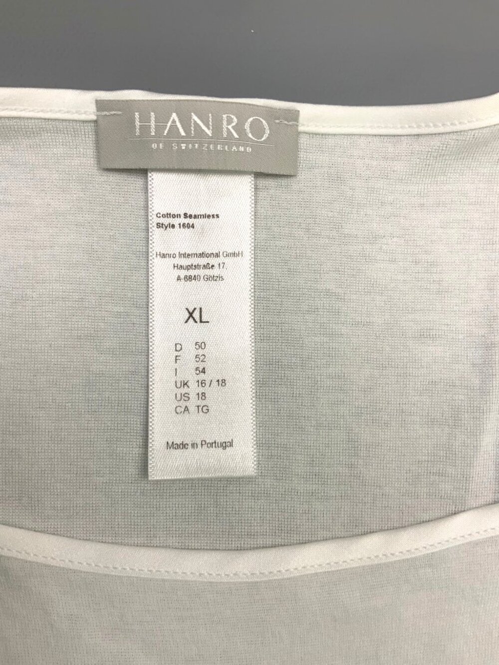 New Hanro of Switzerland White Cotton Round Neck tank Top Sz XL - Picture 2 of 16
